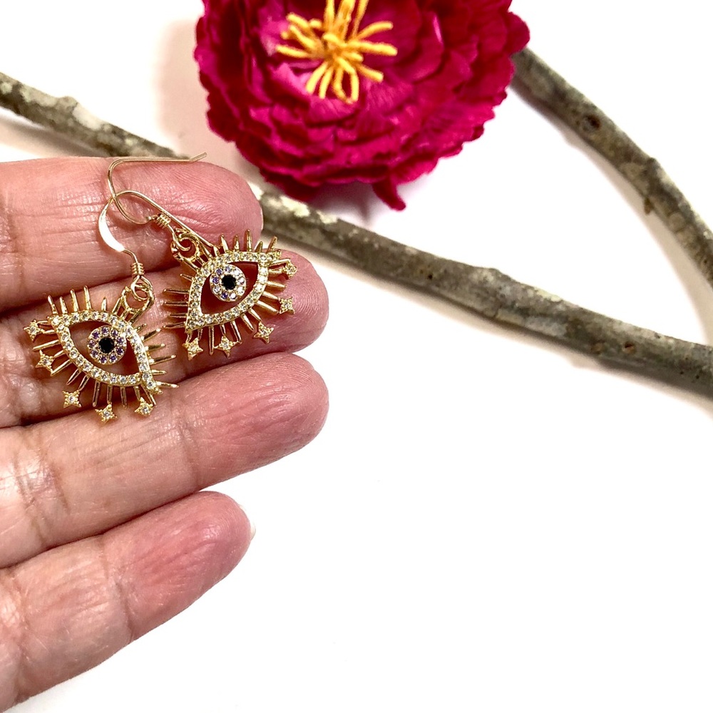 Evil Eye Earrings, Hamsa, Protection, Minimalist